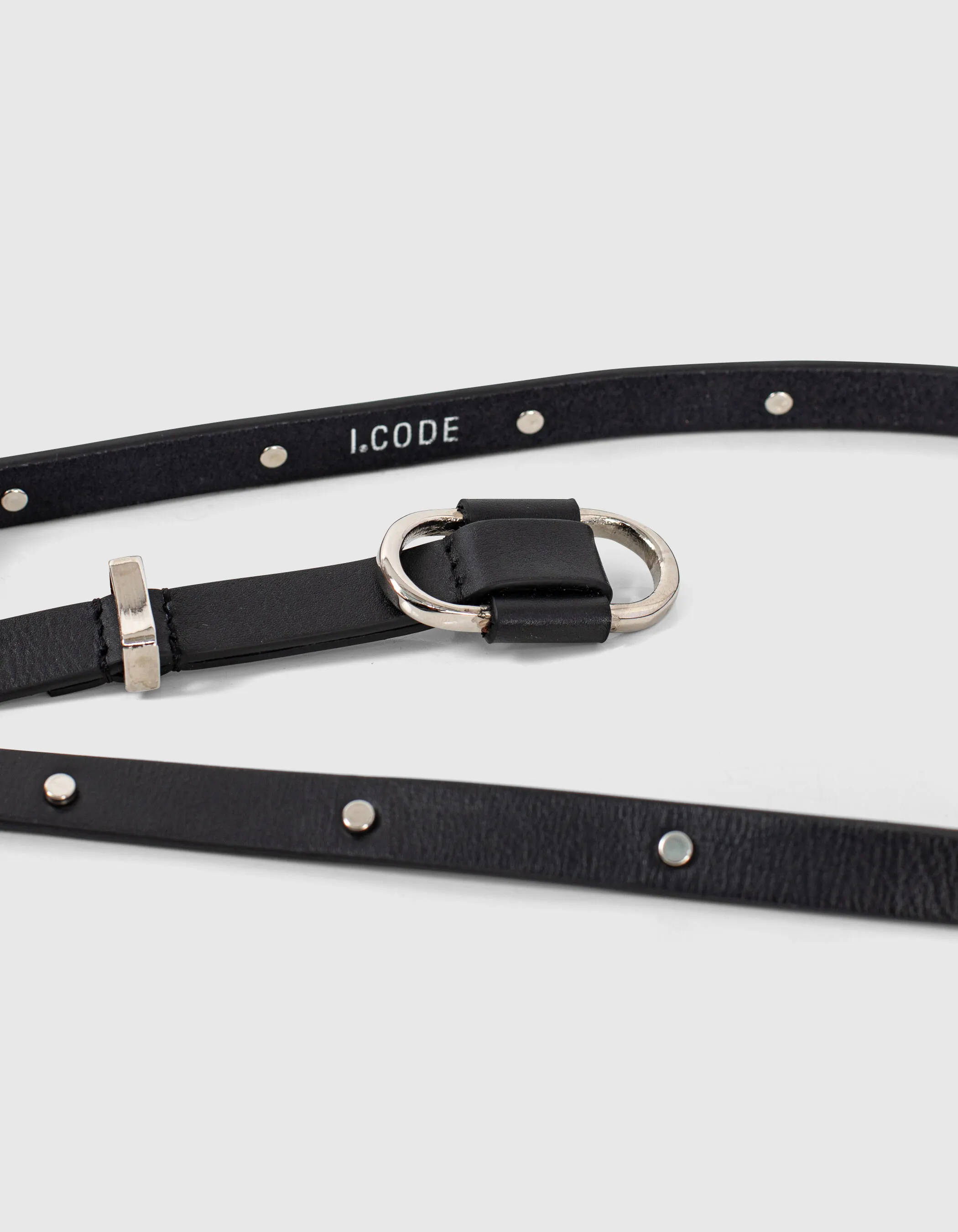 Ceinture noire cuir lisse clouté I.Code