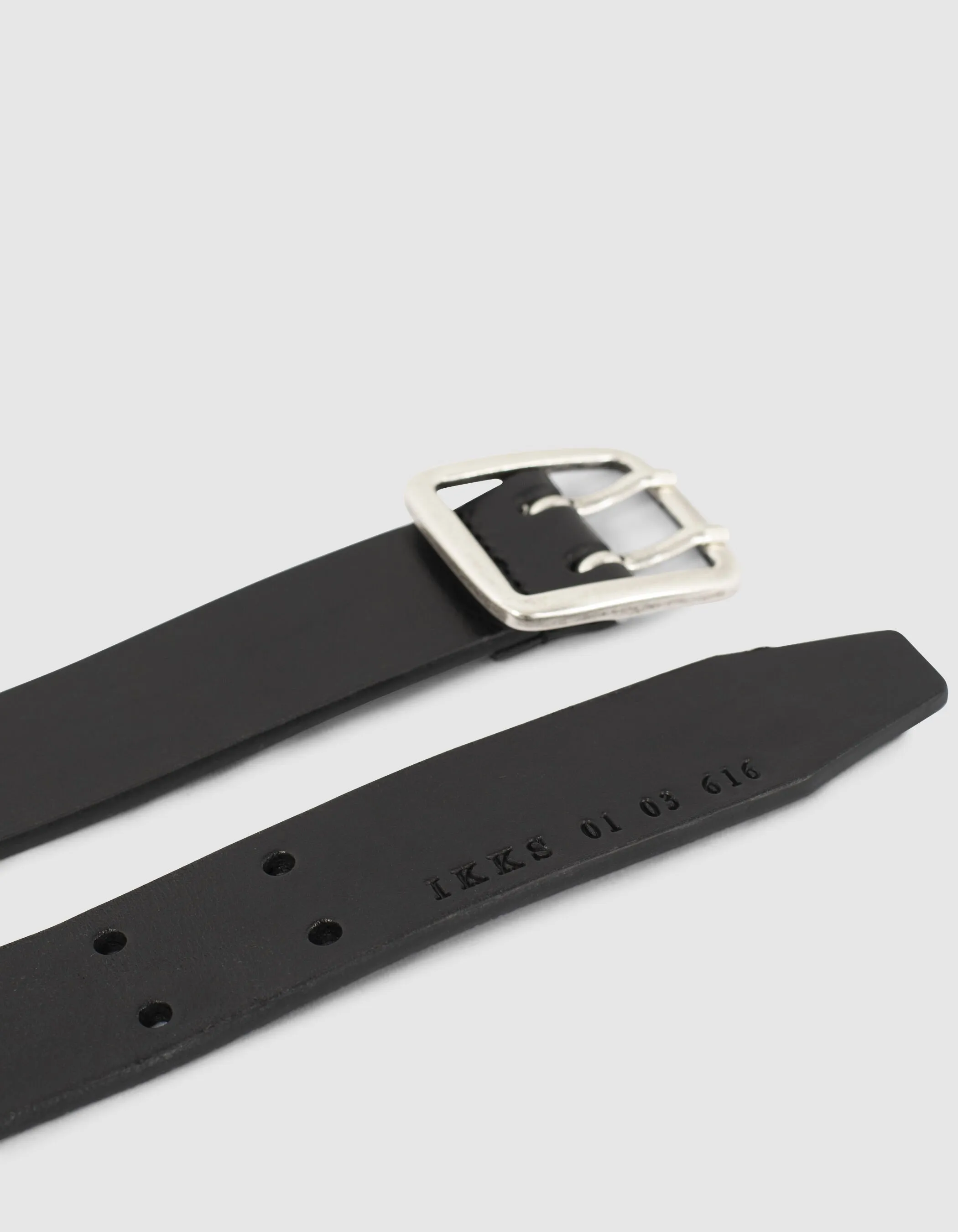 Ceinture noire en cuir à double ardillon Homme
