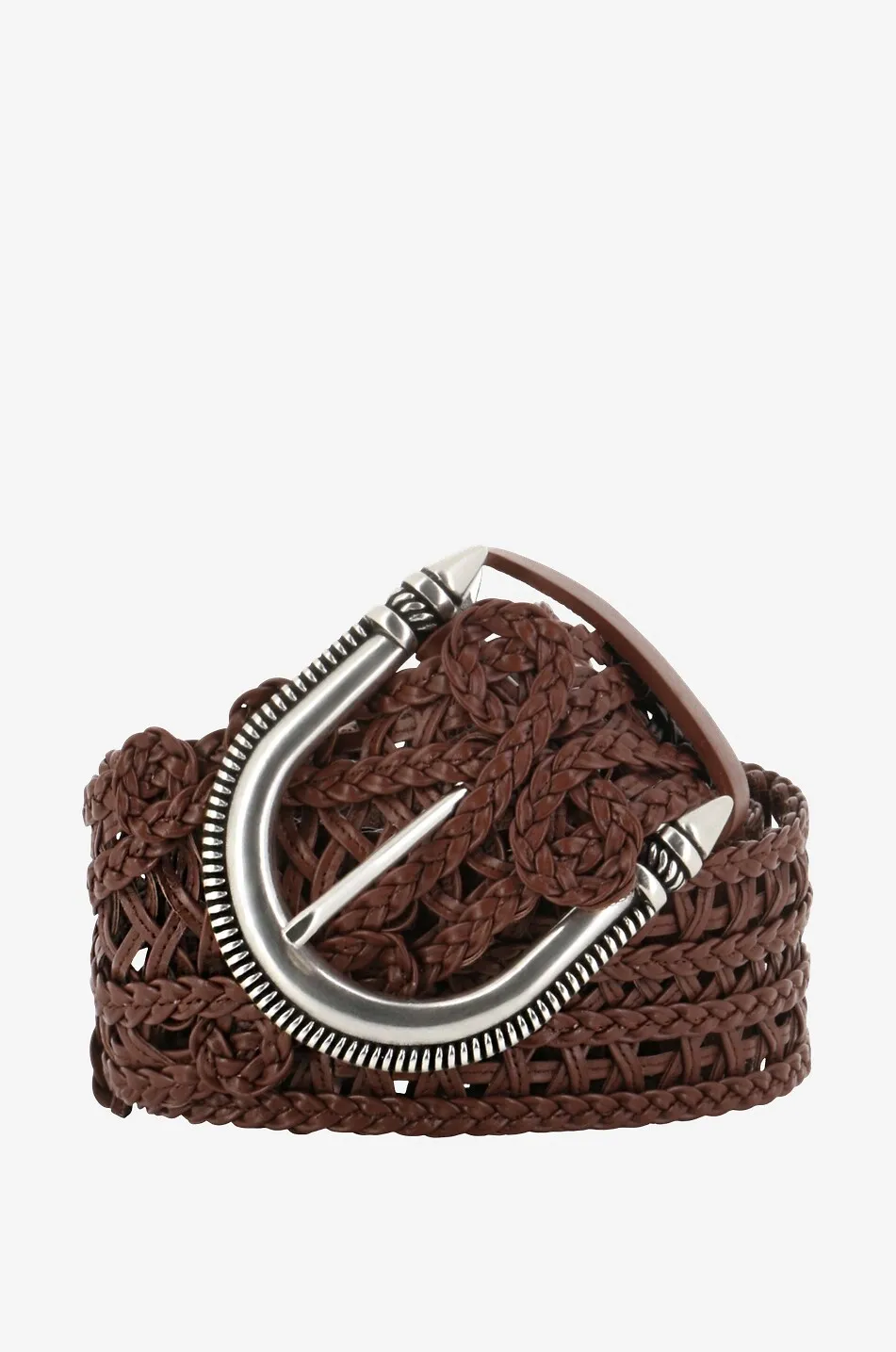 Ceinture tressée large en cuir - 5 cm