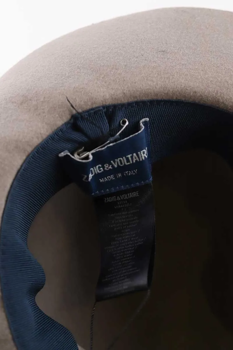 Chapeau en cuir Zadig & Voltaire gris. Matière principale cuir. Taille M.