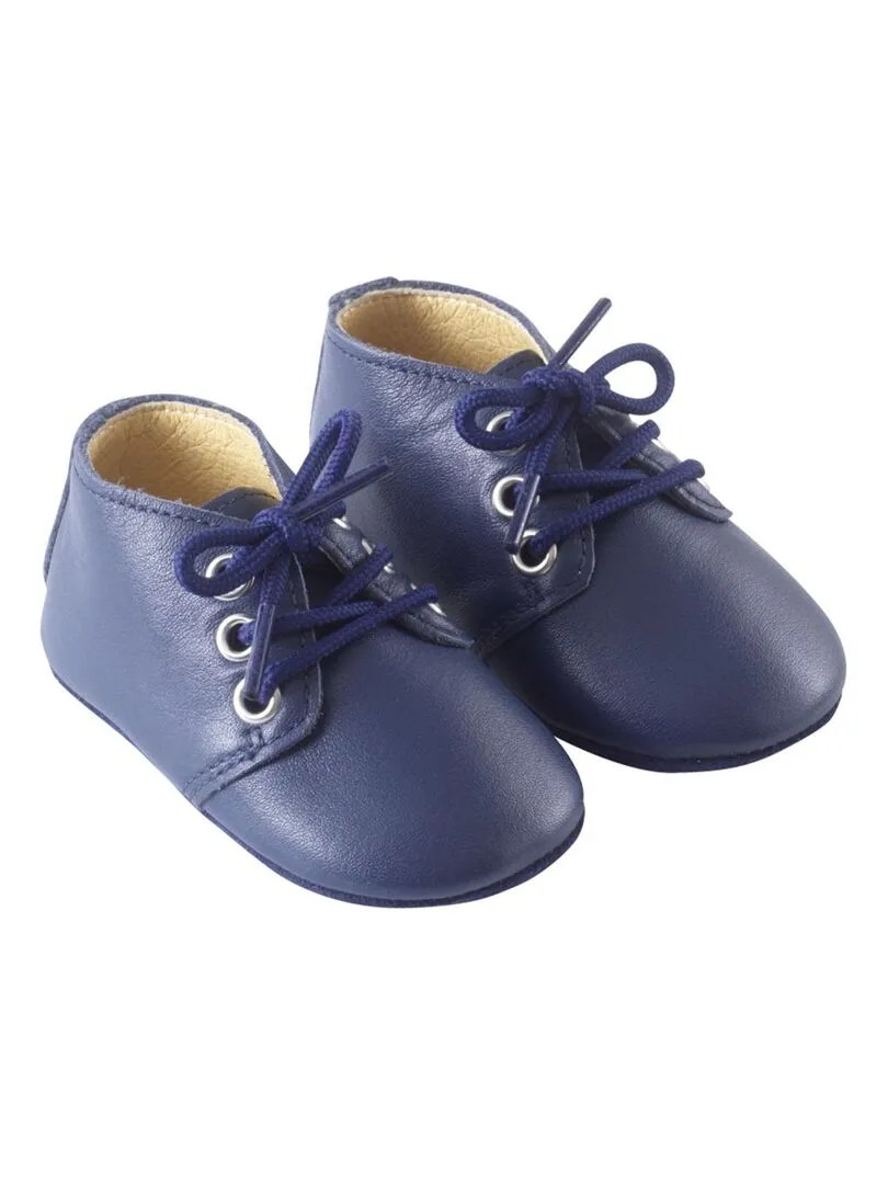Chaussures bébé cuir souple Gaby - Bleu marine