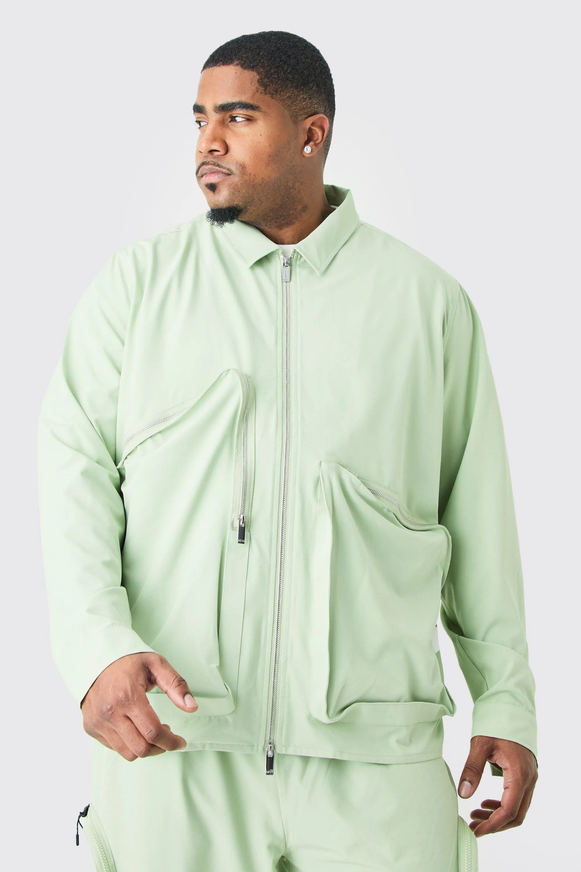 Grande taille - Veste Harrington technique asymétrique