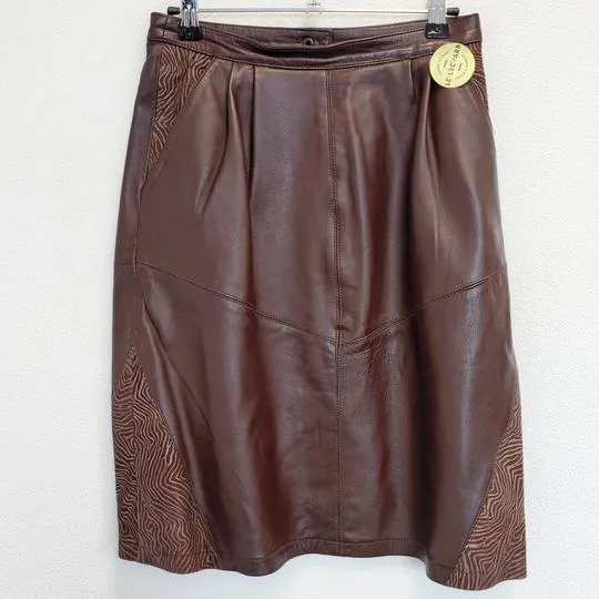 Jupe en cuir marron - VINTAGE - 34 - Femme