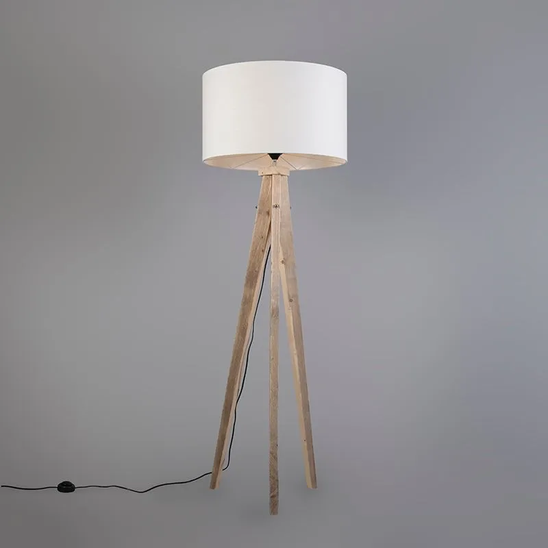 Lampadaire Karos naturel avec abat-jour 55cm blanc