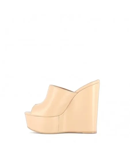 MULES COMPENSEES CAPRI CUIR BEIGE