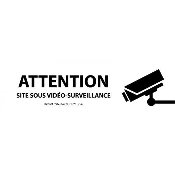 Panneau 'attention site sous vidéo-surveillance' avec décret pvc inox 297x105mm