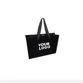 Sac papier luxe noir m (35x12x25cm) 3. Ruban satiné saumon r/v dorure argent