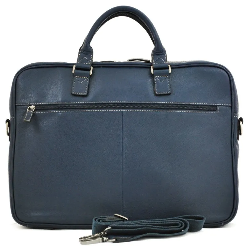 Sac porte ordinateur 17 " en cuir bleu