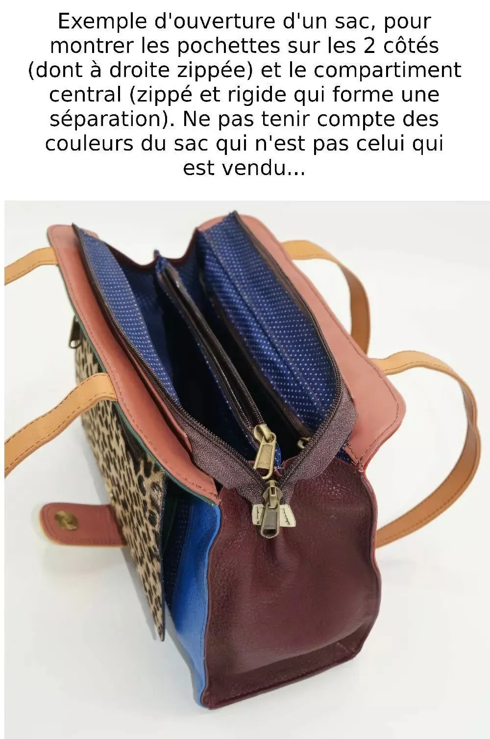 Sac à main cuir tacheté souple anis et rouge