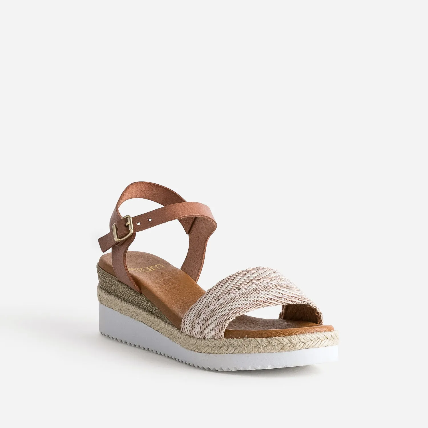 Sandale compensée en cuir éco-conçu - Sandales Femme | ERAM