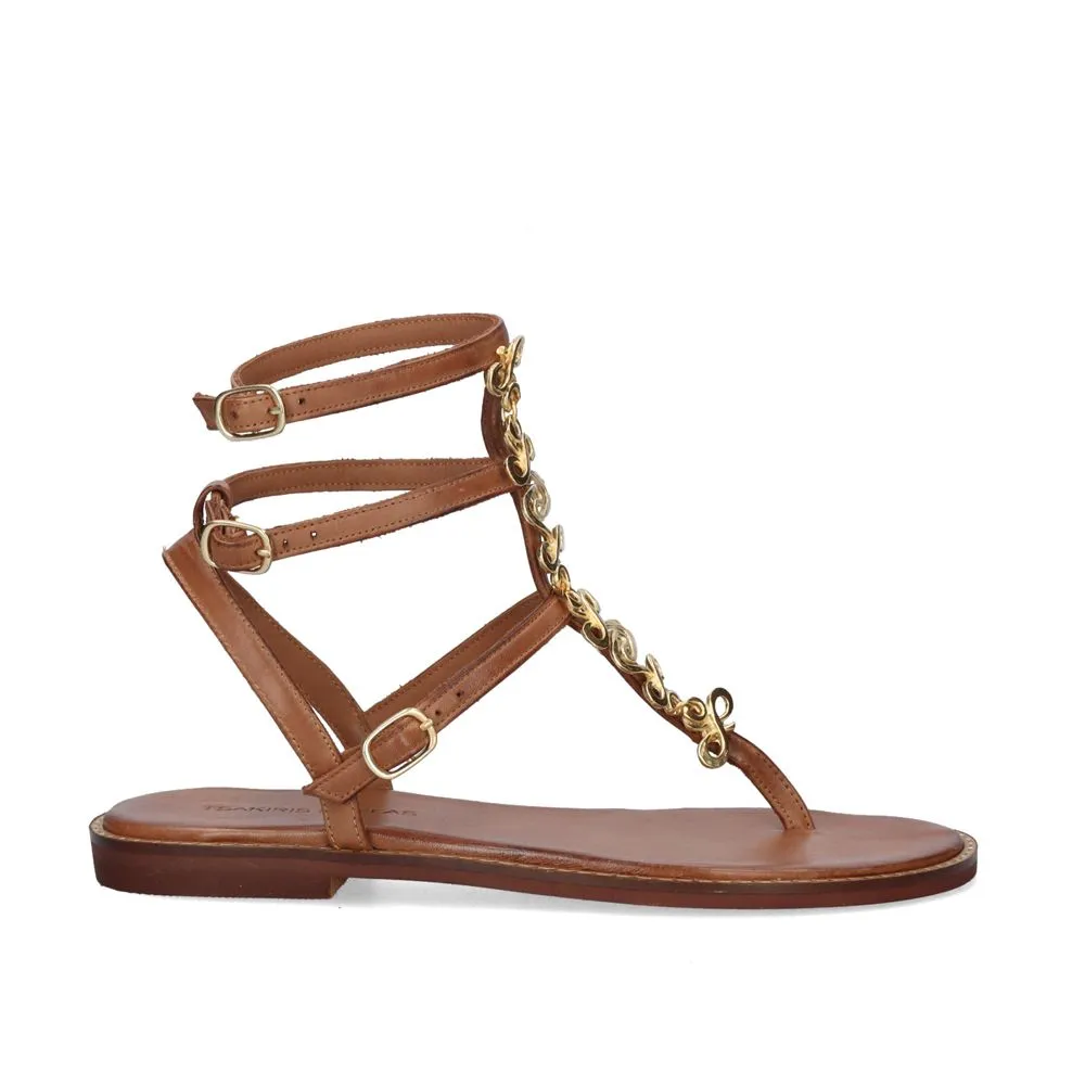SANDALE PLATE 578 CHIOS CUIR TAN