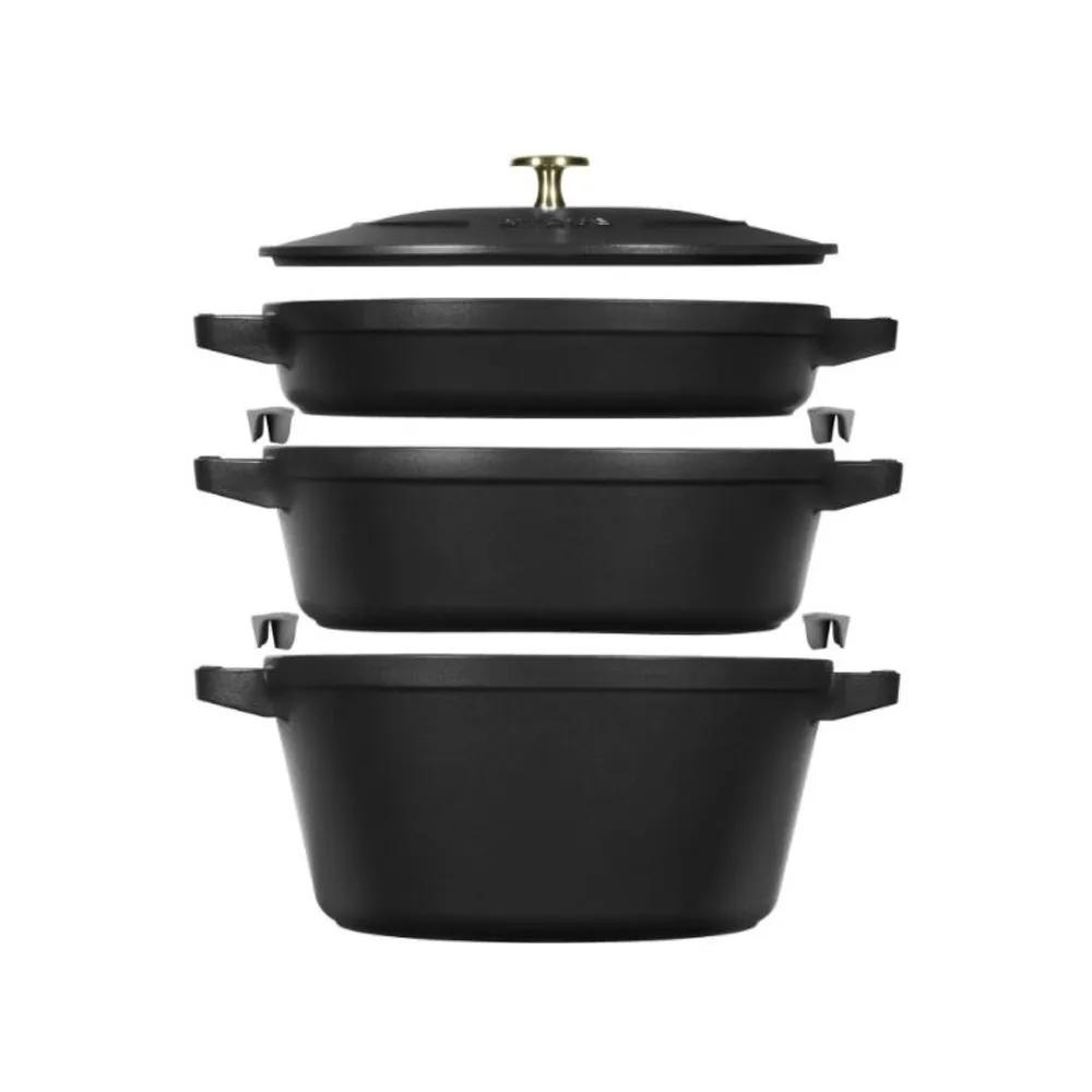 Set empilable Staub 4 pièces cocotte poêle 24cm en fonte