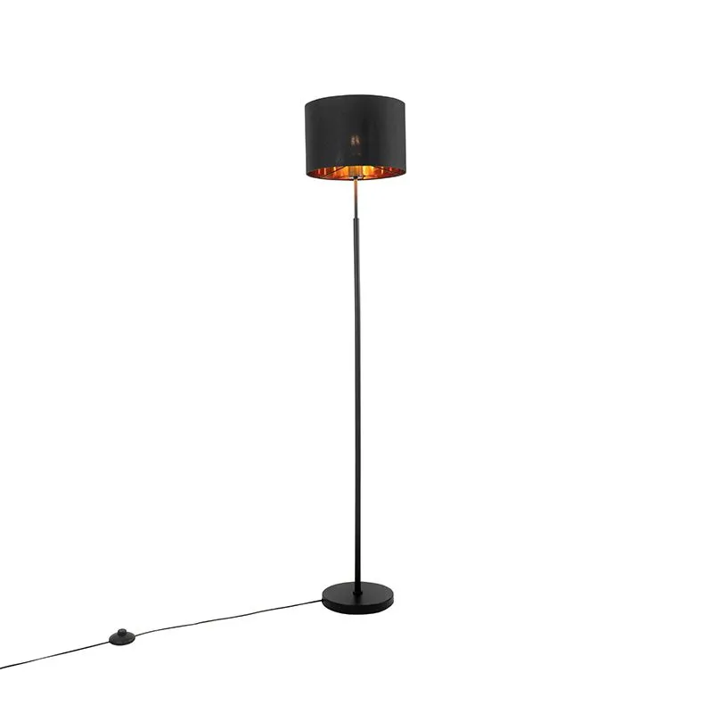 Smart vloerlamp zwart met goud rond incl. Wifi. A60 - VT