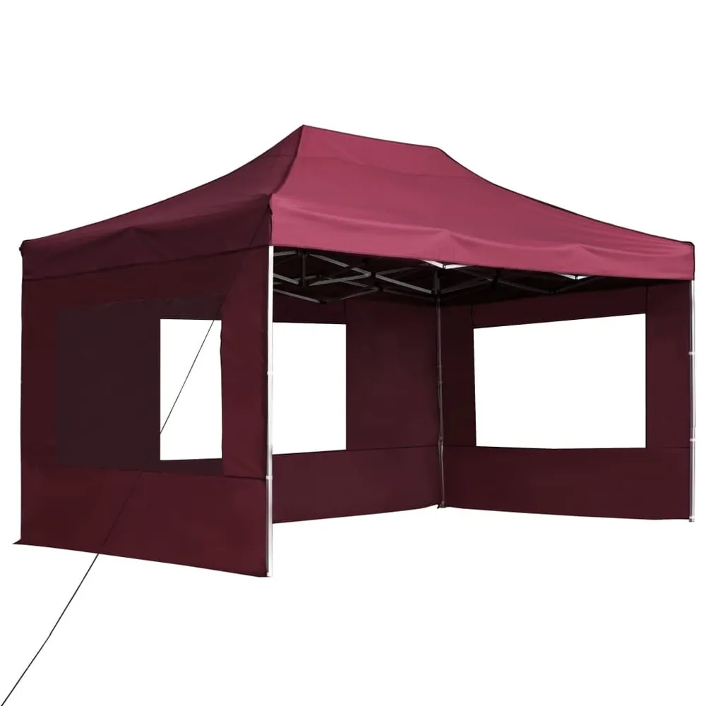 Tente de réception pliable et parois aluminium 4,5x3 m bordeaux